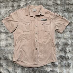 J&K Tan And Cream Button Up Shirt Large
